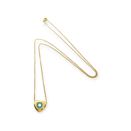 necklace with steel gold chain and gold heart eye3